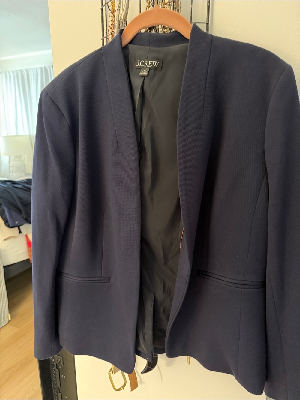 J. Crew Navy Open-Front Blazer